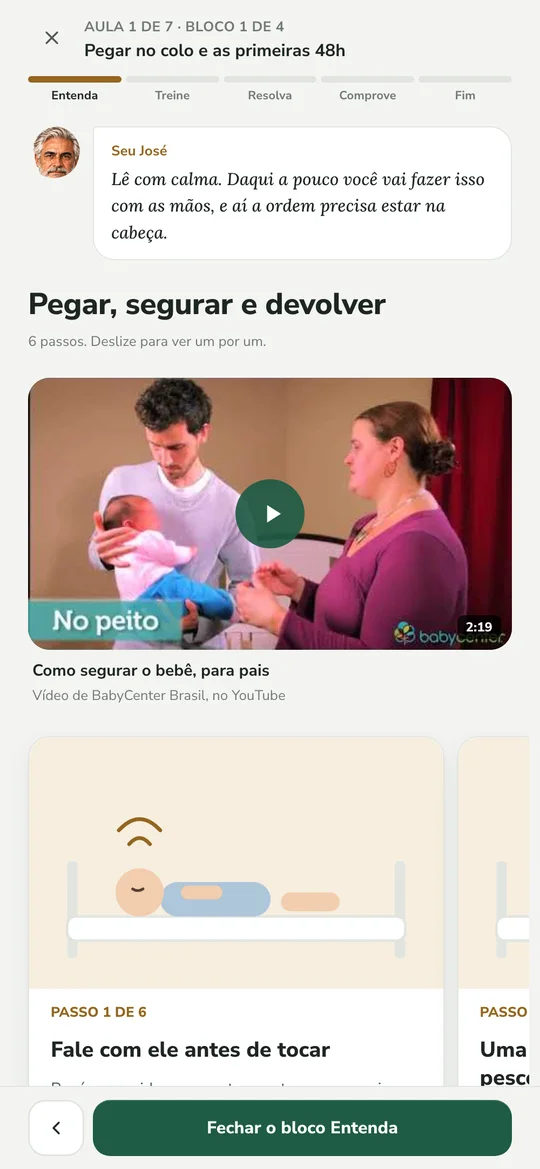 Tela do passo a passo com vídeo